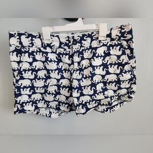 Lilly Pulitzer Navy and White Elephant Print Shorts
